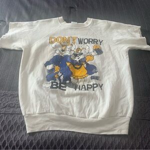 Vintage 80 Don’t Worry Be Happy Top Sweatshirt with Cartoon Graphic